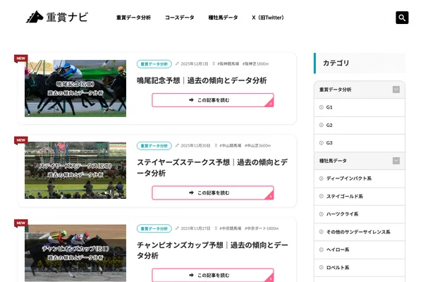 重賞ナビ データ予想 血統・コース分析のスクリーンショット